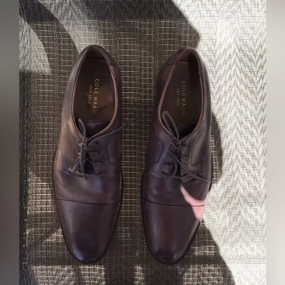 Cole Haan Grand OS Brown Leather Cap Toe HARTSFIELD Lace Up Oxford Shoes